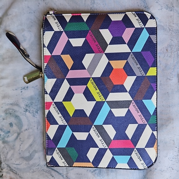 Steve Madden Geometric Print Colorful Clutch - Picture 3 of 5